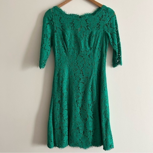 ELIZA J Lace Crochet Green Fit and Flare A-Line Cocktail Dress - Picture 4 of 16
